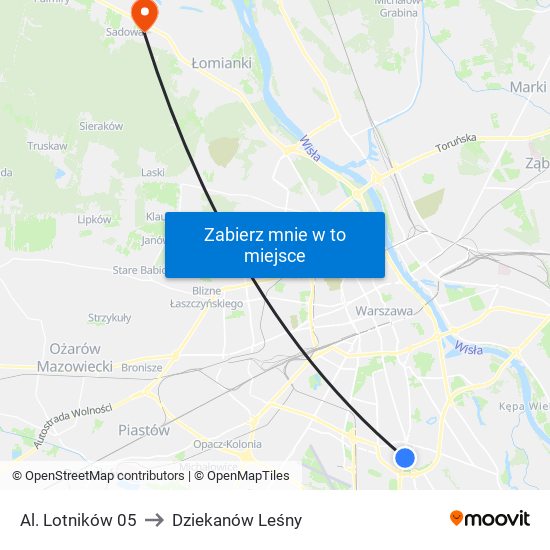 Al. Lotników to Dziekanów Leśny map