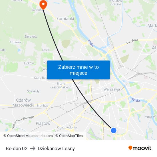 Bełdan 02 to Dziekanów Leśny map