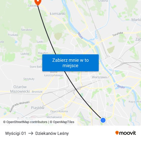 Wyścigi 01 to Dziekanów Leśny map