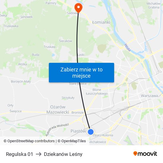 Regulska 01 to Dziekanów Leśny map