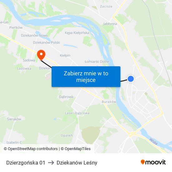 Dzierzgońska to Dziekanów Leśny map