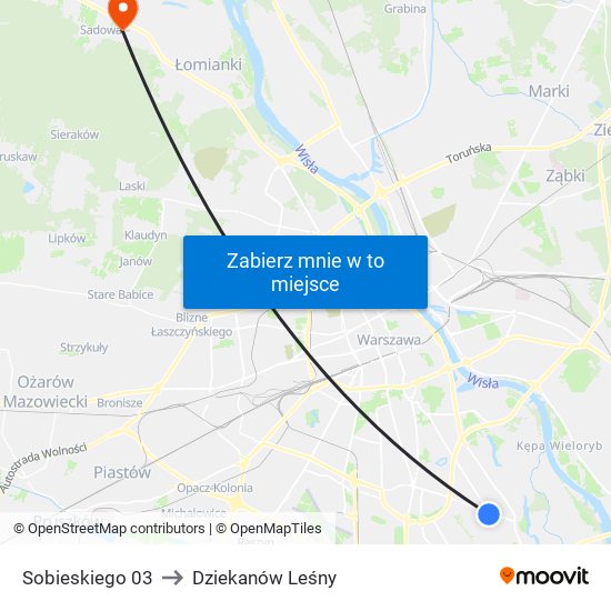 Sobieskiego 03 to Dziekanów Leśny map