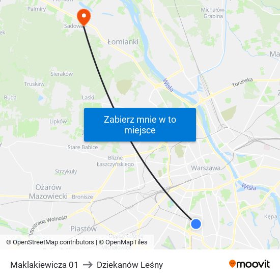 Maklakiewicza 01 to Dziekanów Leśny map