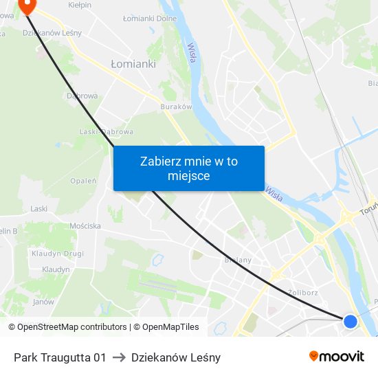 Park Traugutta 01 to Dziekanów Leśny map