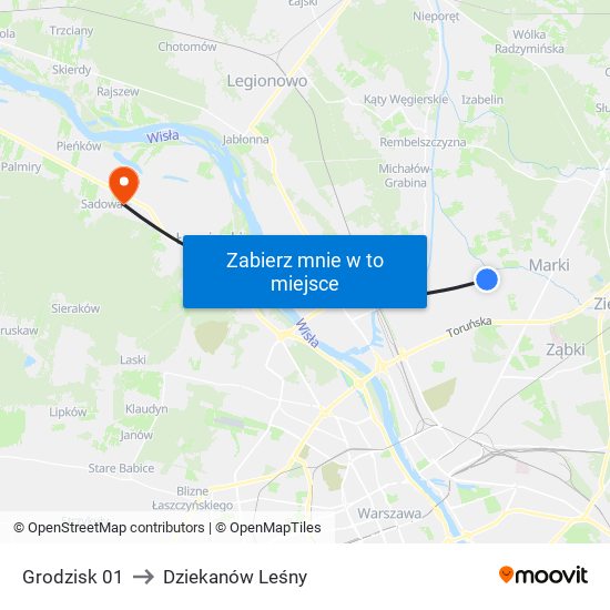 Grodzisk 01 to Dziekanów Leśny map