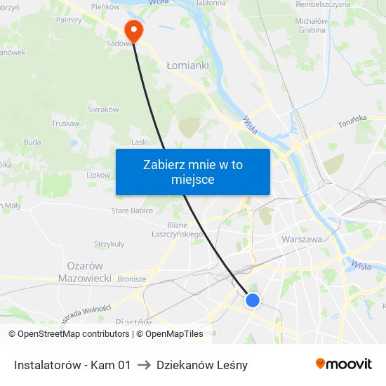 Instalatorów - Kam 01 to Dziekanów Leśny map