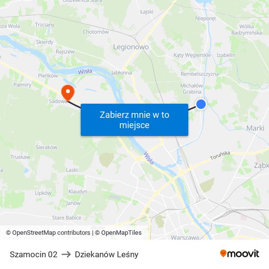 Szamocin 02 to Dziekanów Leśny map