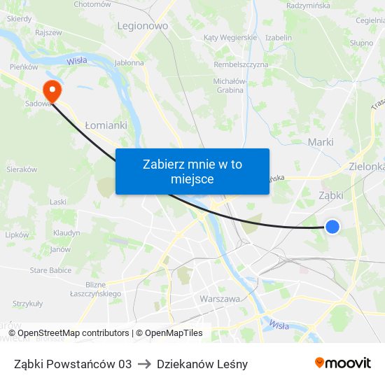 Ząbki Powstańców 03 to Dziekanów Leśny map