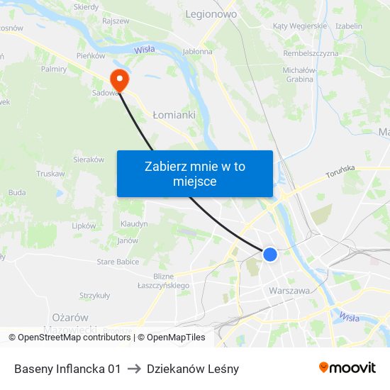 Baseny Inflancka to Dziekanów Leśny map