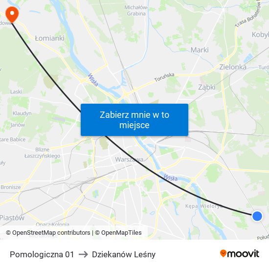 Pomologiczna 01 to Dziekanów Leśny map