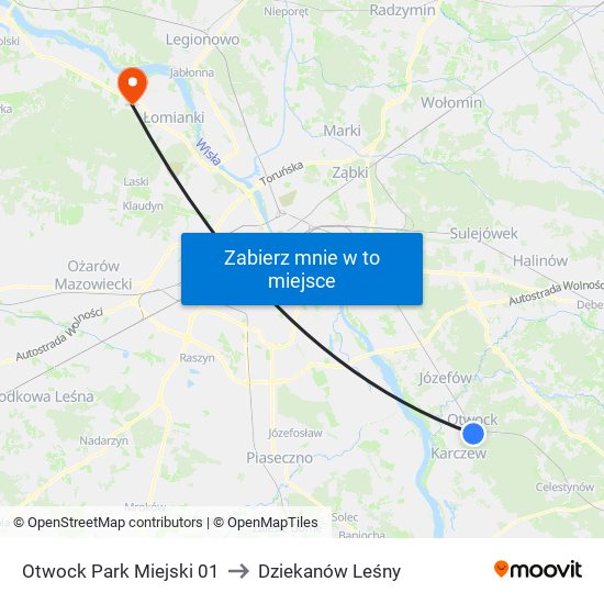 Otwock Park Miejski 01 to Dziekanów Leśny map