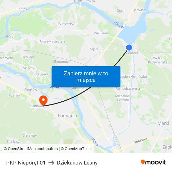 PKP Nieporęt 01 to Dziekanów Leśny map