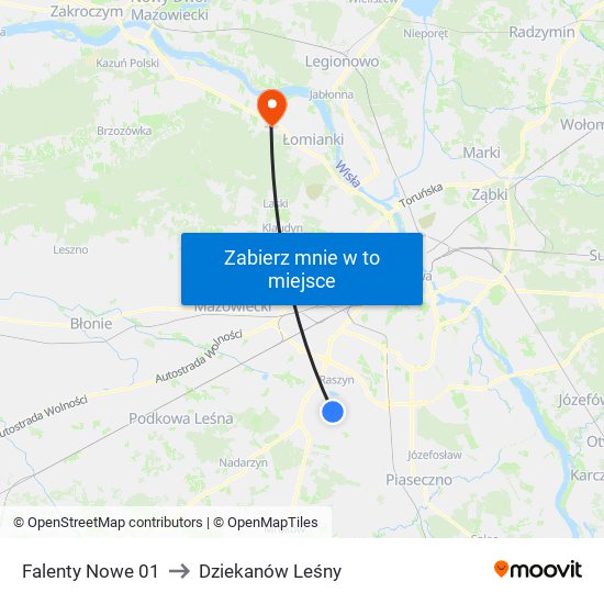 Falenty Nowe 01 to Dziekanów Leśny map