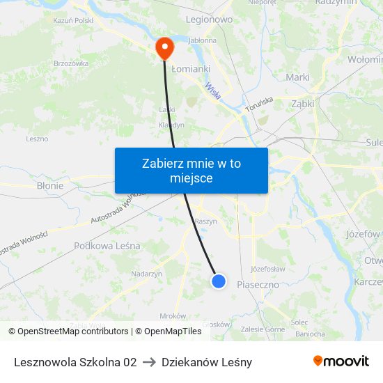 Lesznowola Szkolna 02 to Dziekanów Leśny map