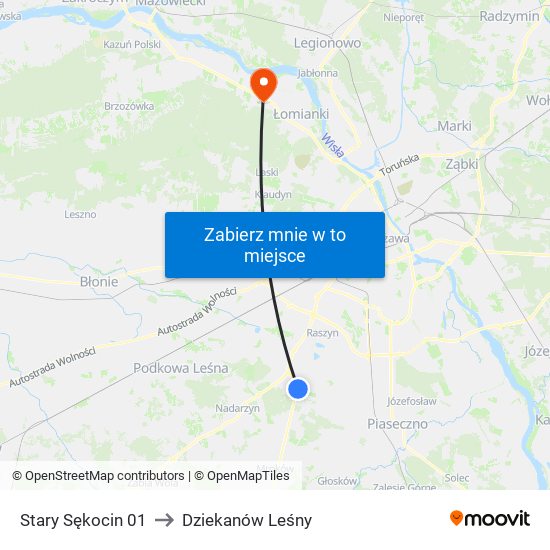 Stary Sękocin 01 to Dziekanów Leśny map