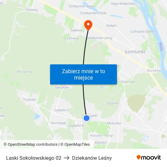 Laski Sokołowskiego to Dziekanów Leśny map