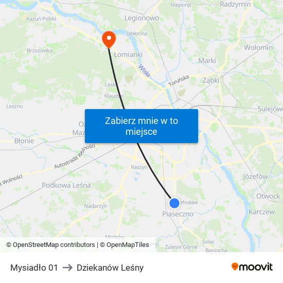 Mysiadło 01 to Dziekanów Leśny map