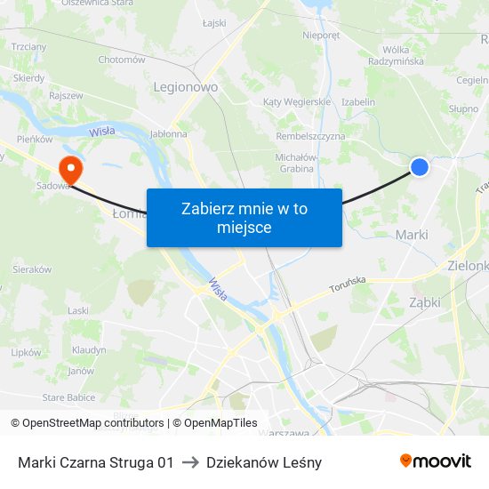 Marki Czarna Struga 01 to Dziekanów Leśny map