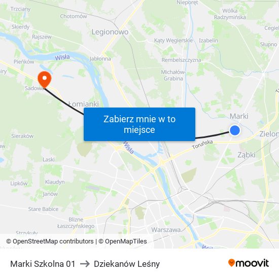 Marki Szkolna to Dziekanów Leśny map