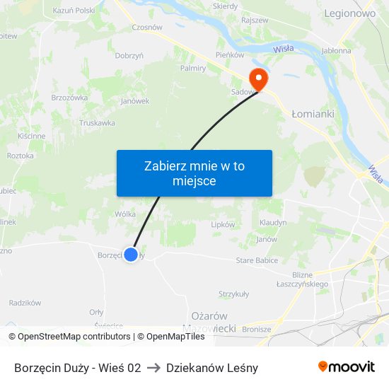 Borzęcin Duży - Wieś 02 to Dziekanów Leśny map