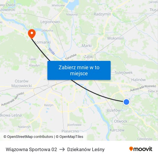 Wiązowna Sportowa 02 to Dziekanów Leśny map