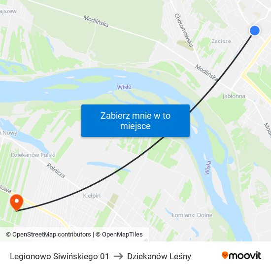 Legionowo Siwińskiego 01 to Dziekanów Leśny map