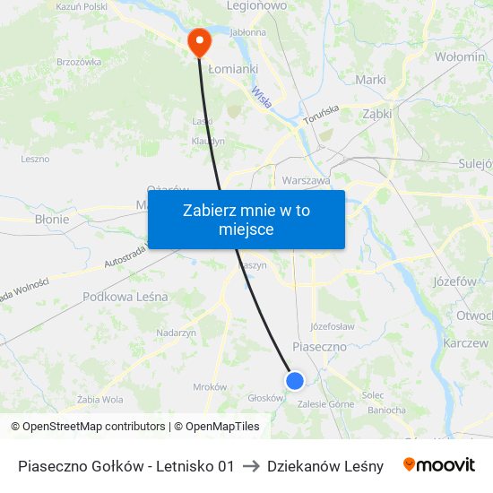 Piaseczno Gołków - Letnisko 01 to Dziekanów Leśny map