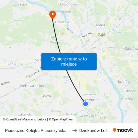 Piaseczno Kolejka Piaseczyńska 02 to Dziekanów Leśny map