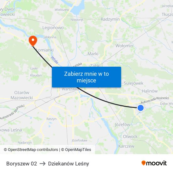 Boryszew 02 to Dziekanów Leśny map