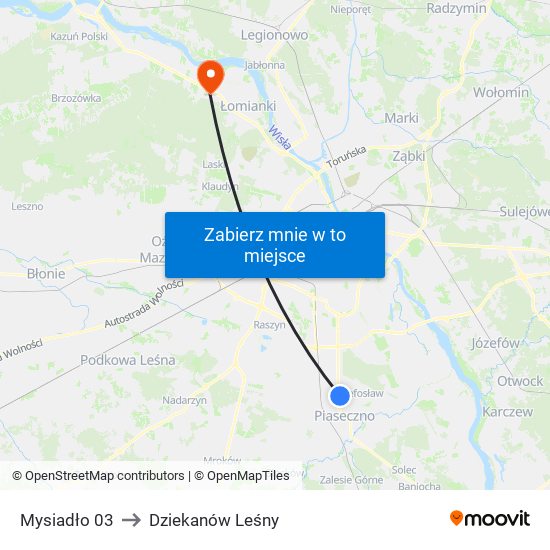 Mysiadło to Dziekanów Leśny map