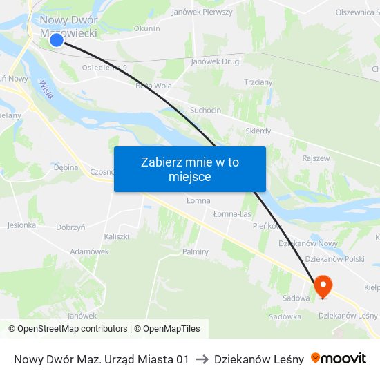 Nowy Dwór Maz. Urząd Miasta 01 to Dziekanów Leśny map