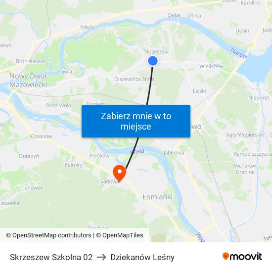 Skrzeszew Szkolna 02 to Dziekanów Leśny map