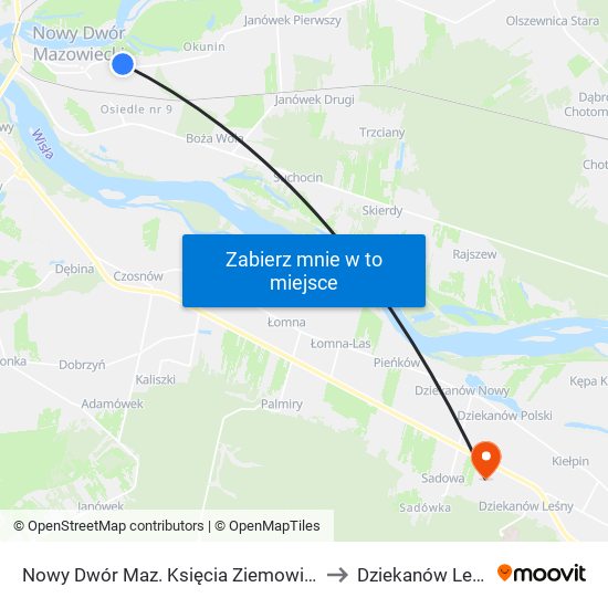 Nowy Dwór Maz. Księcia Ziemowita 02 to Dziekanów Leśny map