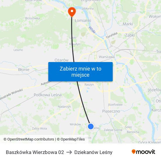 Baszkówka Wierzbowa 02 to Dziekanów Leśny map