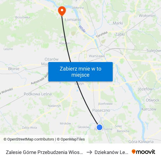 Zalesie Górne Przebudzenia Wiosny 01 to Dziekanów Leśny map