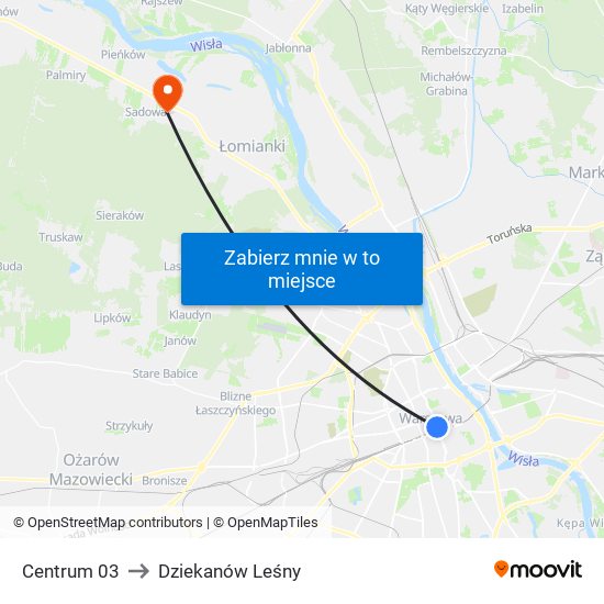 Centrum 03 to Dziekanów Leśny map