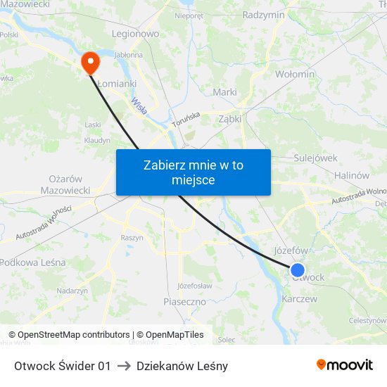 Otwock Świder 01 to Dziekanów Leśny map