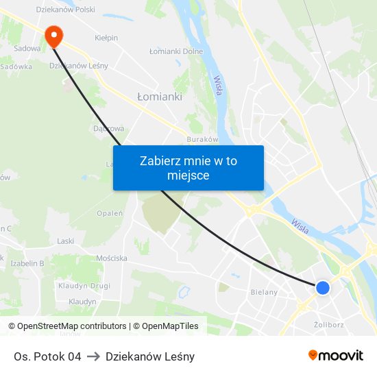 Os. Potok 04 to Dziekanów Leśny map