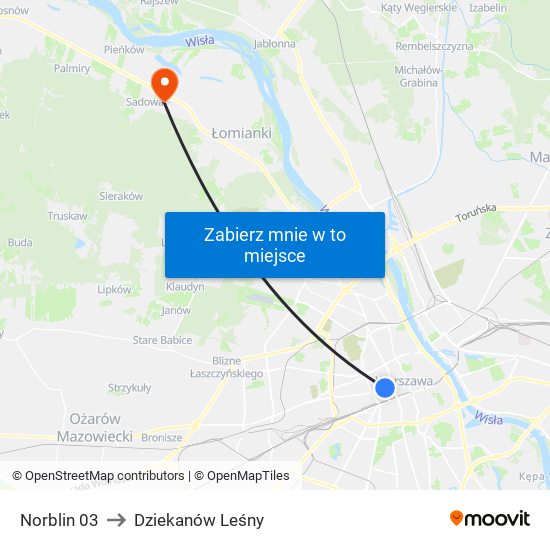 Norblin to Dziekanów Leśny map