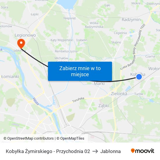 Kobyłka Żymirskiego - Przychodnia 02 to Jabłonna map