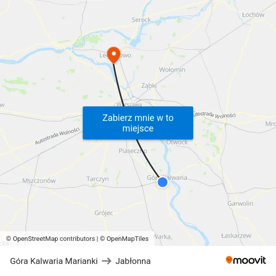 Góra Kalwaria Marianki to Jabłonna map