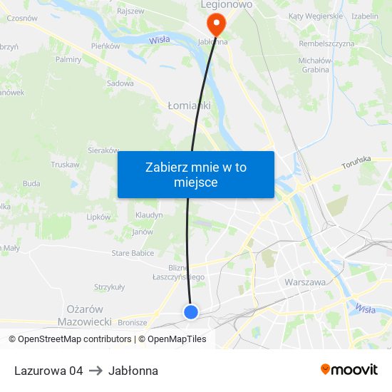 Lazurowa to Jabłonna map