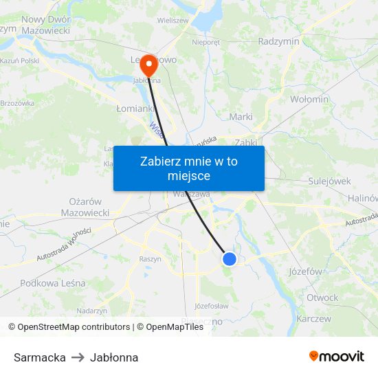 Sarmacka to Jabłonna map