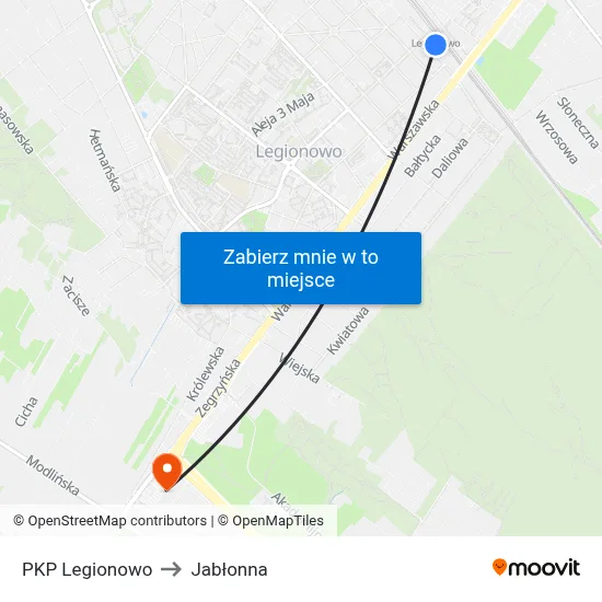 PKP Legionowo to Jabłonna map
