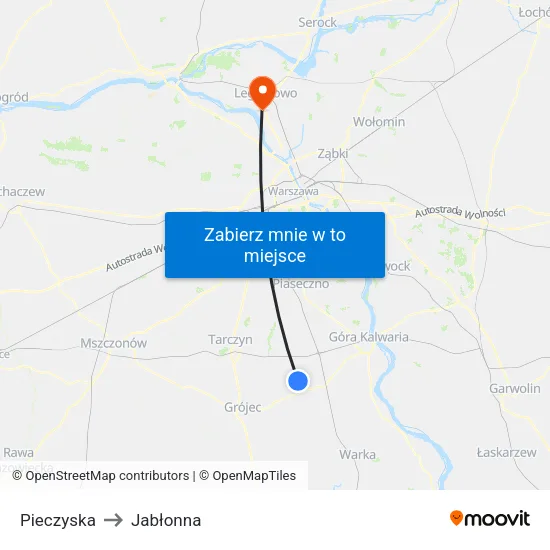 Pieczyska to Jabłonna map
