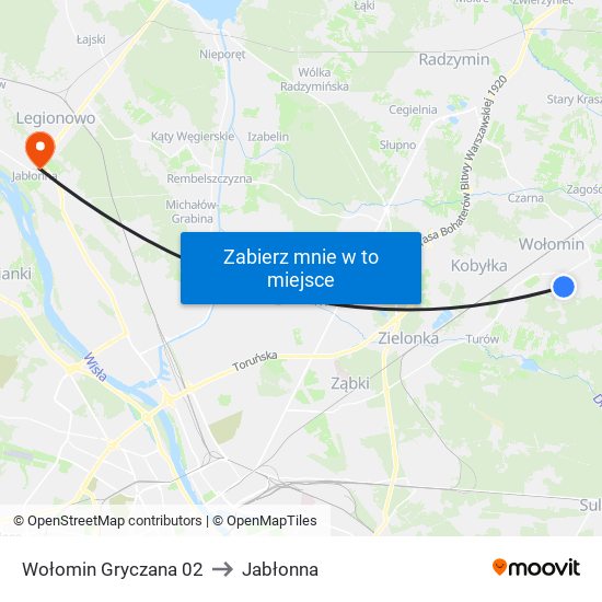 Wołomin Gryczana 02 to Jabłonna map