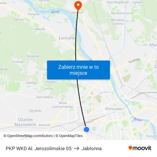 PKP WKD Al. Jerozolimskie 05 to Jabłonna map