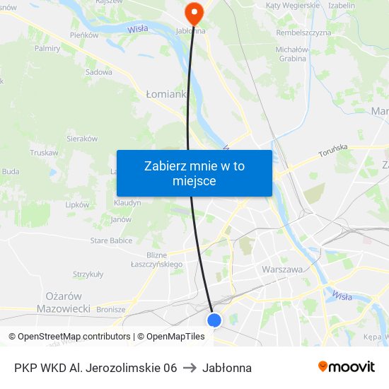 PKP WKD Al. Jerozolimskie 06 to Jabłonna map