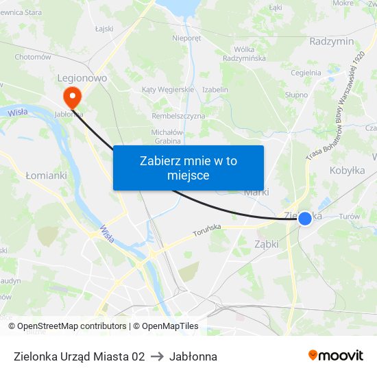 Zielonka Urząd Miasta 02 to Jabłonna map