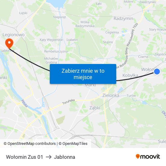 Wołomin Zus 01 to Jabłonna map